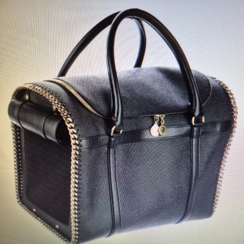 Stunning Gorgeous Modern Stella McCartney Dog Bag STL282986 Black & Gold Chain